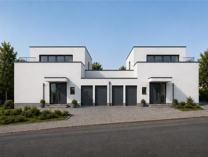 Doppelhaus Weiseler Straße Butzbach, Nord-Ansicht, Eingangsseite
