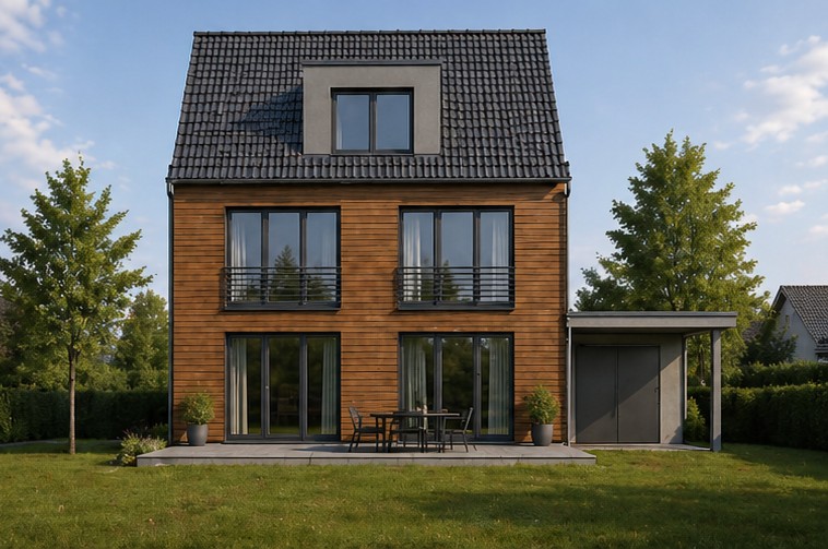 Einfamilienhaus Mariannenweg Bad Homburg, moderner Neubau mit Holzfassade
