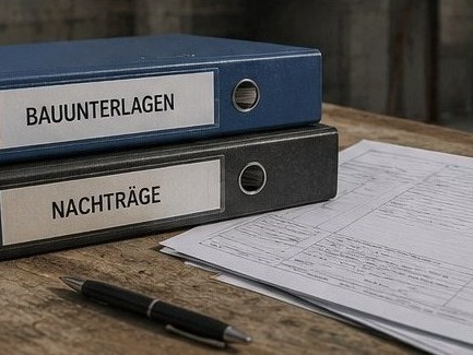 Bauunterlagen und Antragsordner für die Baugenehmigung
