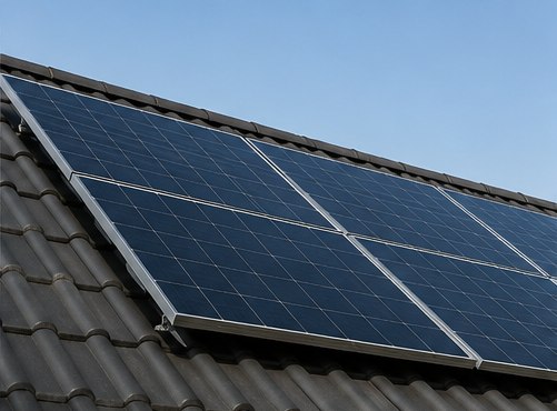 Photovoltaikanlage auf dem Dach eines Einfamilienhauses