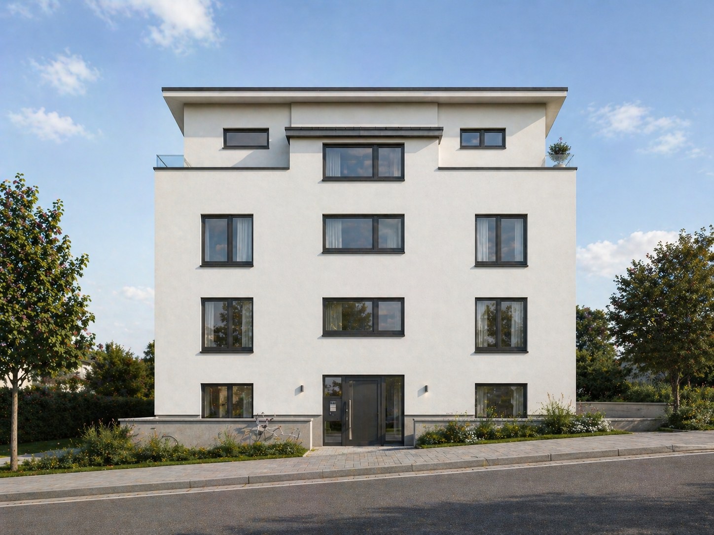 MFH Kennedy-Straße Butzbach, Nord-Ansicht, Straßenseite mit Eingang