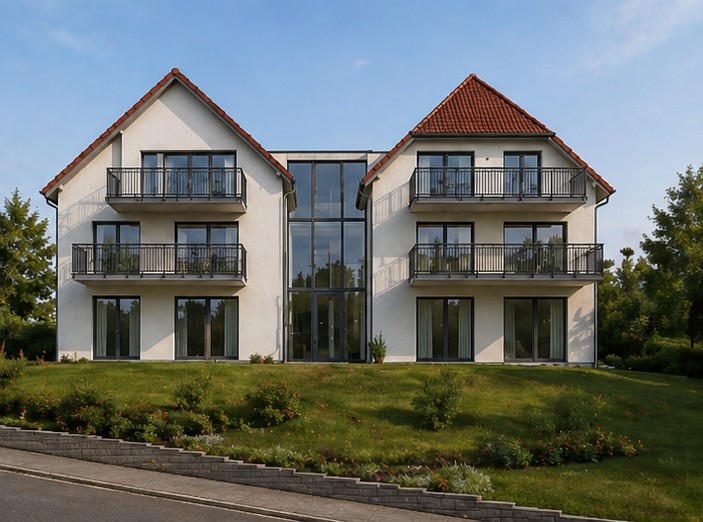 Mehrfamilienhaus Stadtwall Butzbach, dichte Bebauung, Architekturbüro Ludwig