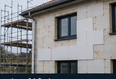 Energetische Sanierung, Wärmedämmung an Hausfassade